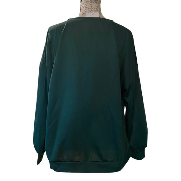Bloomchic Green V Neck Drop Shoulder Shirt Size 12 NEW - Picture 4 of 6